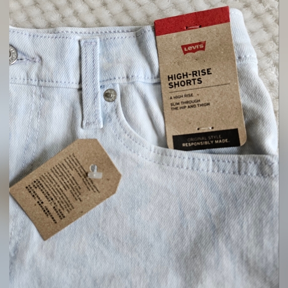 LEVIS HIGH RISE WOMENS SHORTS MARBLED LIGHT BLUE SIZE 29 NEW WITH TAGS - Picture 7 of 16